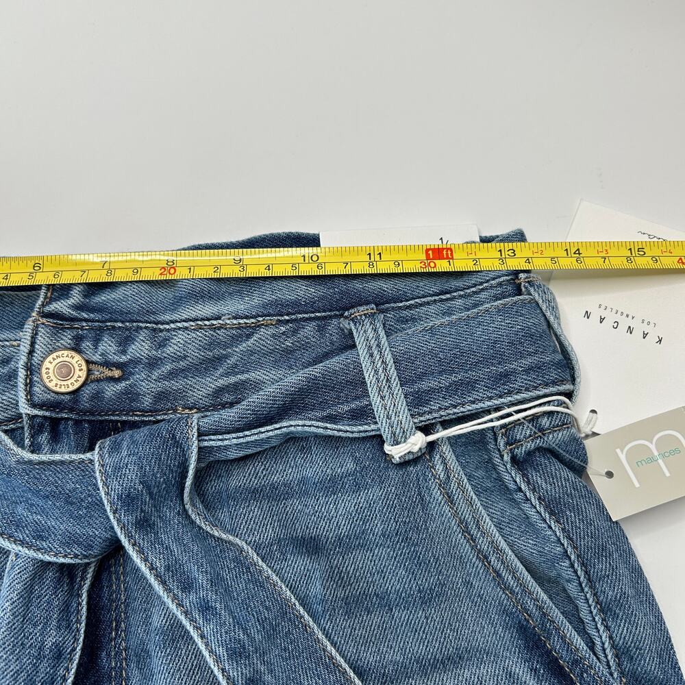 Kancan Cuffed Rigid Mid Rise Denim Jean Shorts Blue Removable Belt Women 24 NWT - Picture 7 of 11